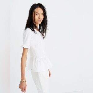 Madewell Studio Ruffle-Hem White Top Size XS